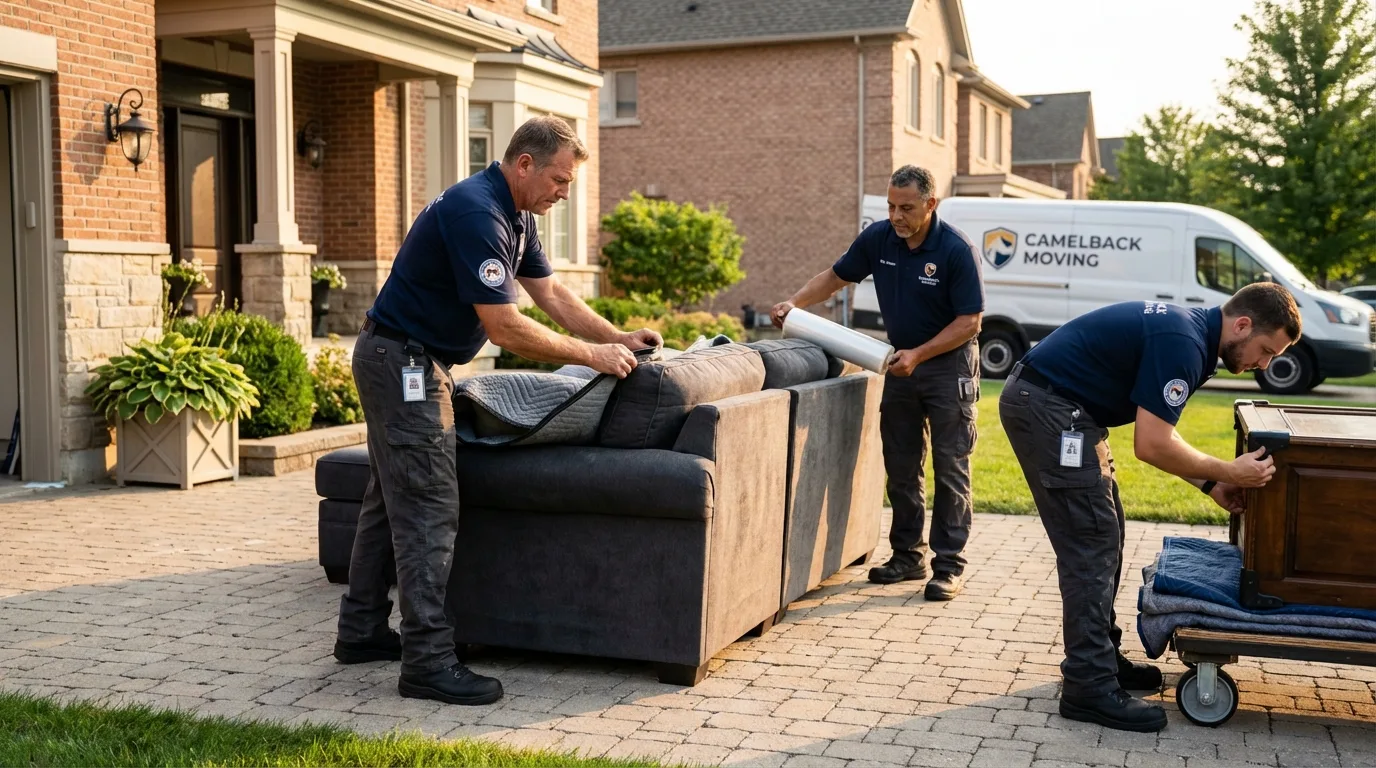 Large estate moving crew wrapping furniture in Las Vegas, NM