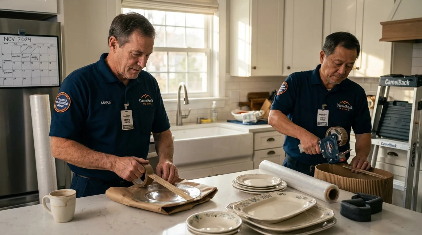 Professional crew packing kitchen dishware in Las Vegas, NM